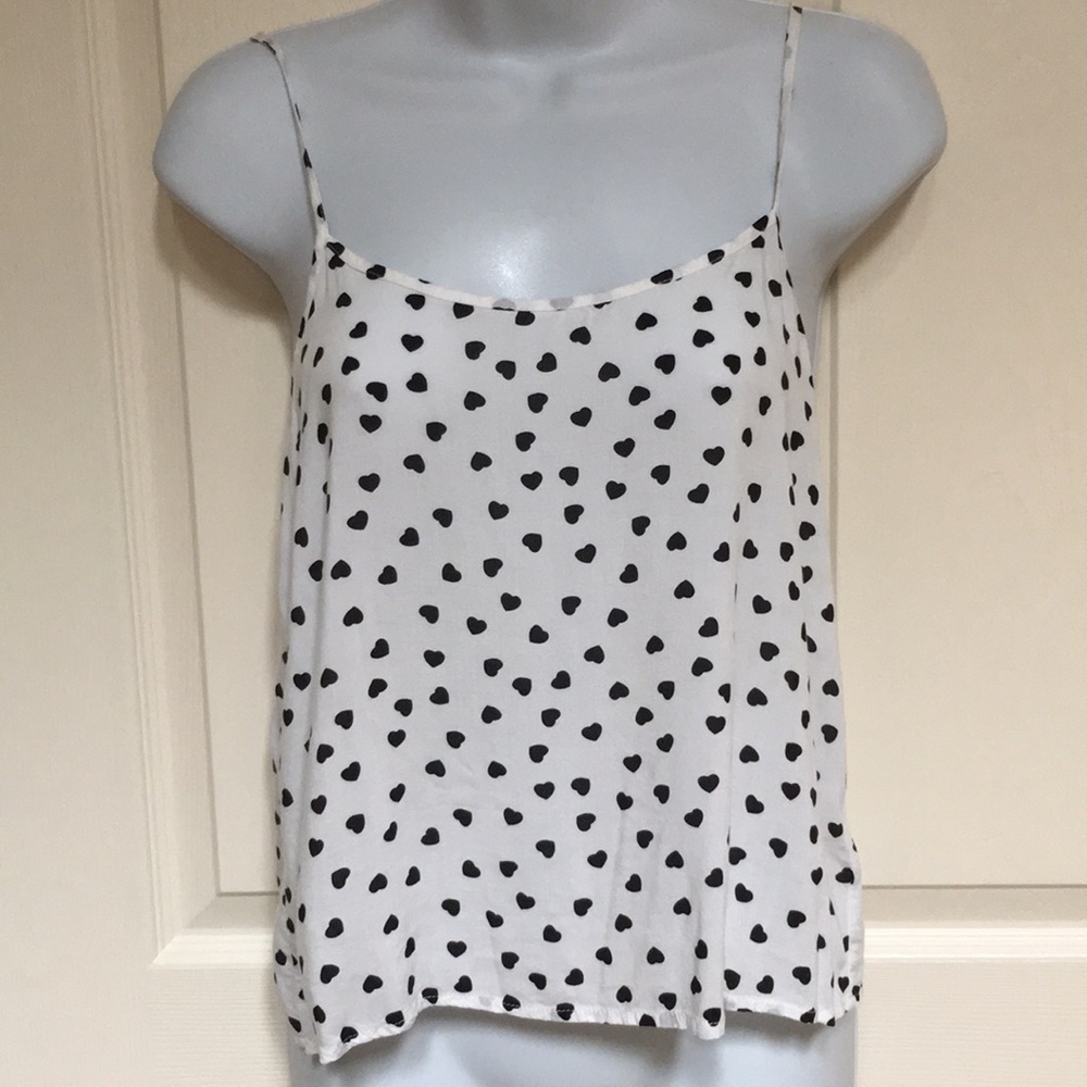 White with black hearts tank